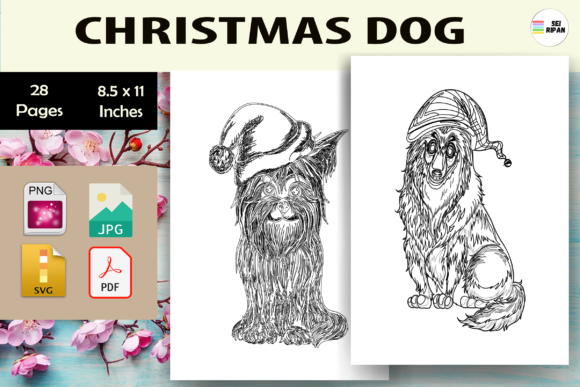 Evaluating Christmas Dog Coloring Page for Kids-KDP Assets