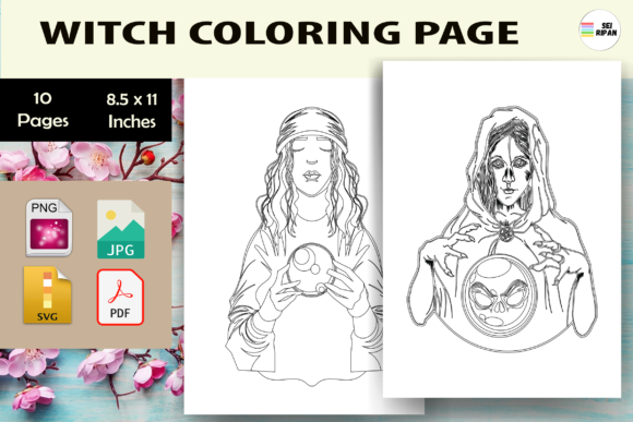 Evaluating Witch Coloring Page for Kids-KDP Assets for Publishing