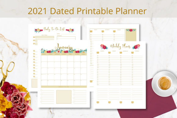 Mastering Organization with the 2021 Dated Printable Gold Floral Planner